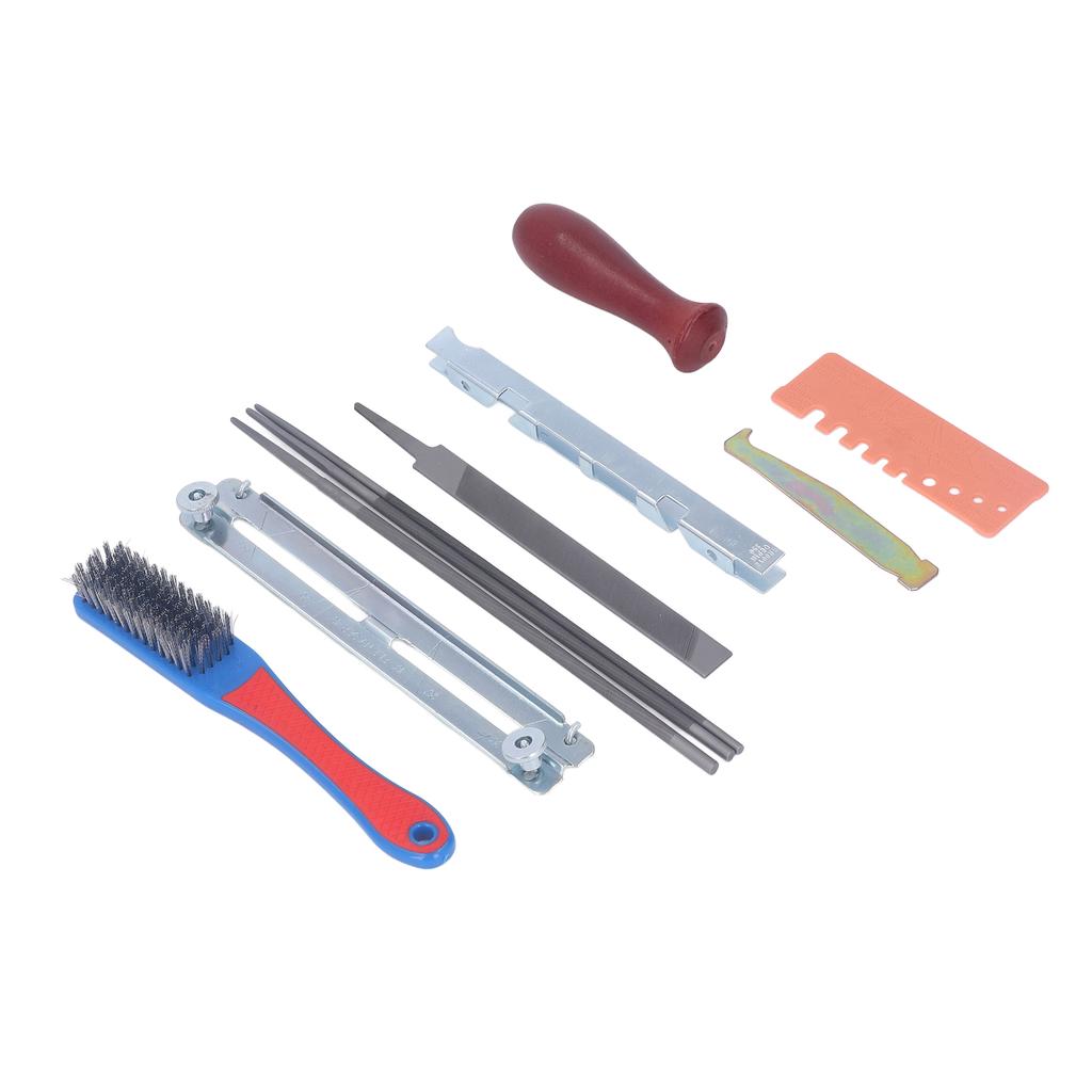 11Pcs Chainsaw Sharpener File Chain Saw Teeth Sharpening Tool Set Kit with Gauge Handle