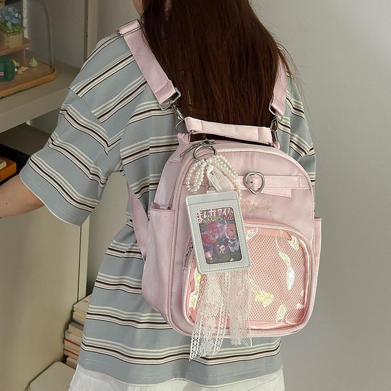 Harajuku ins simple and transparent small satchel daily commuting large capacity shoulder crossbody women's backpack