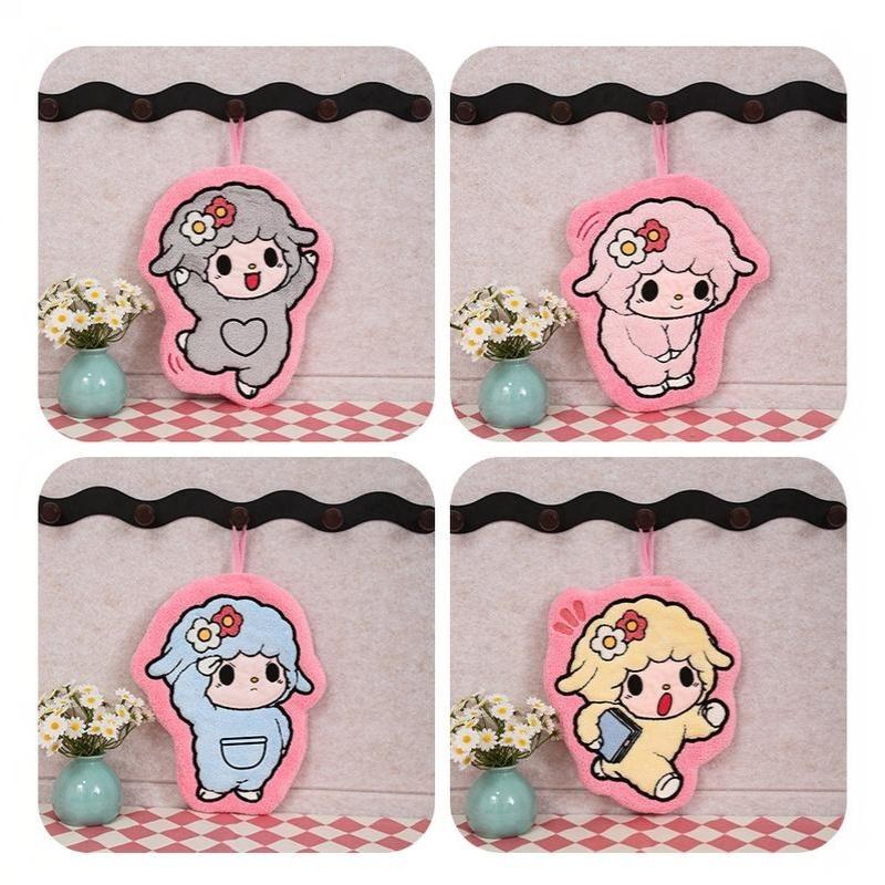 Sheep Shaped Hand Towel Handkerchief Kitchen Towels Super Absorbent Towel Hanging Cleaning Cloth Bathroom Kitchen Accessories