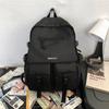 Korean Ins Harajuku Street Style Fashionable Black Backpack Waterproof Unisex 19-inch Size
