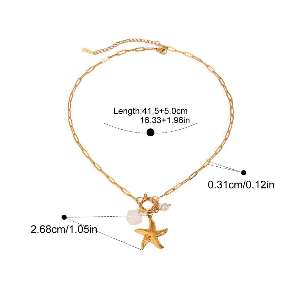 Ocean Style Starfish Shell Small Pendant Necklace 18K PVD Plated Popular Jewelry Wholesales Accessories