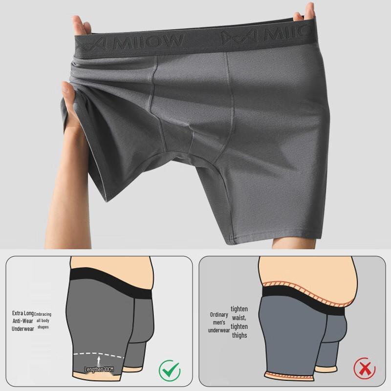 Mao Ren Herren Lange Anti-Scheuer Baumwoll-Boxershorts (2er-Pack)
