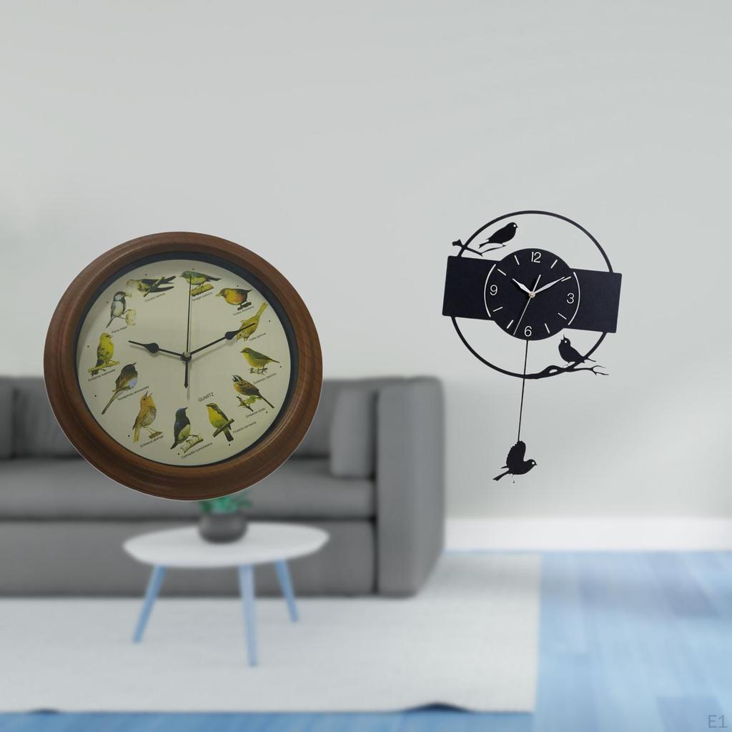 Elegant Birdsong Round Wall Clock Minimalist Art Acrylic Decorative Hanging for Dining Room