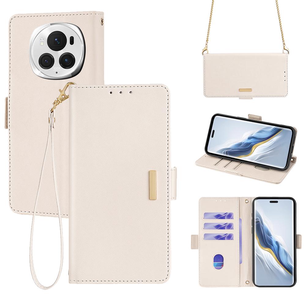For Honor Magic6 Pro 5G Crossbody Case RFID Blocking Card Holder PU Leather Flip Phone Cover