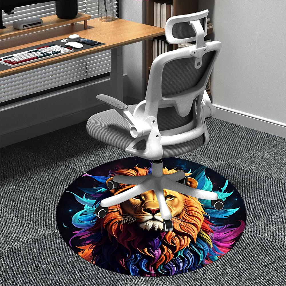 1pc Lion Feathers Office Round Area Rug,  Mat Suitable ForOffice, Under Office Chairs Bedroom Living Room Home Decor, Room Deco