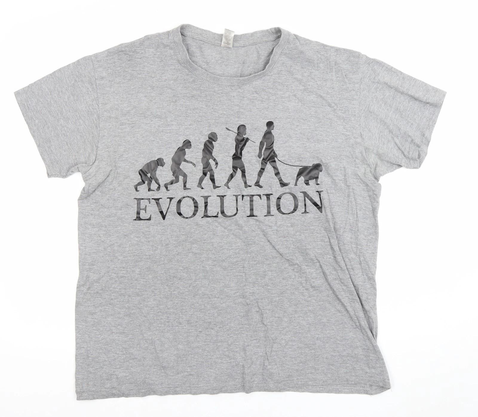 Imperial Men s Grey Evolution Funny Graphic T-Shirt Size L S