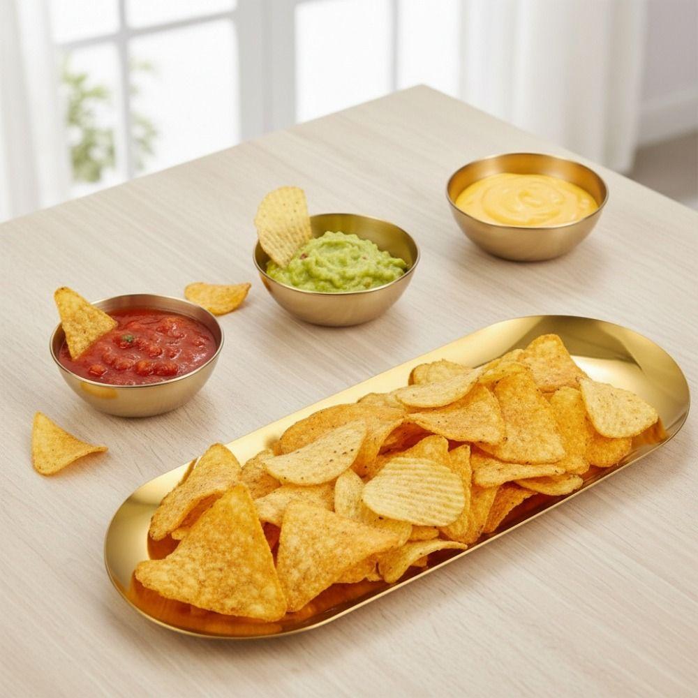 Korean Style Seasoning Dish 304 Stainless Steel Dipping Plate Durable Kimchi Plate Restaurant