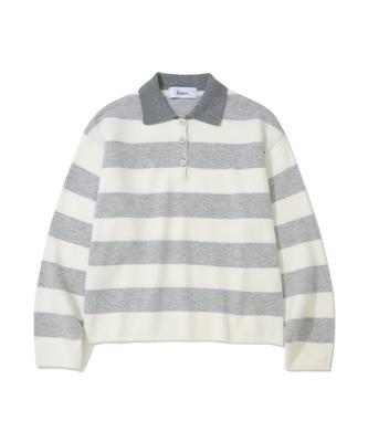 KNITTED (Unisex) Striped Rugby Collar Knit Cloud