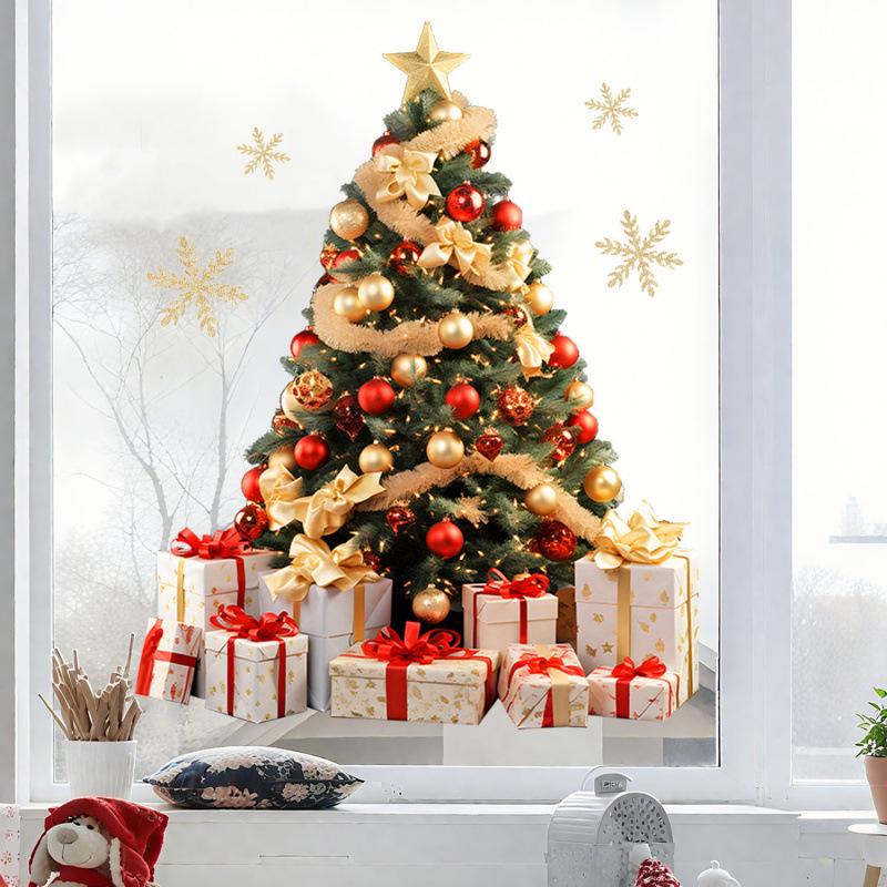 Festive Xmas Tree & Holiday Decor Window Stickers