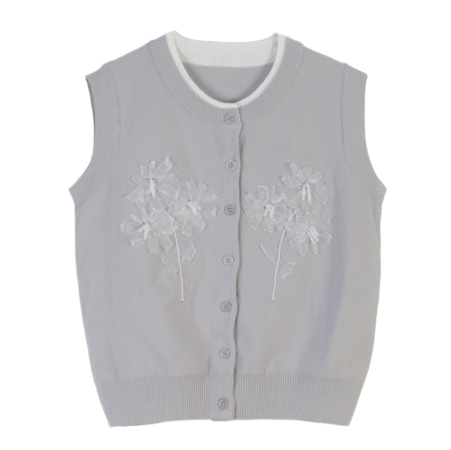 

Вязаный кардиган-жилет без рукавов в стиле Чжоу Юйтун - Сладкий и модный топ для весны/лета Medium