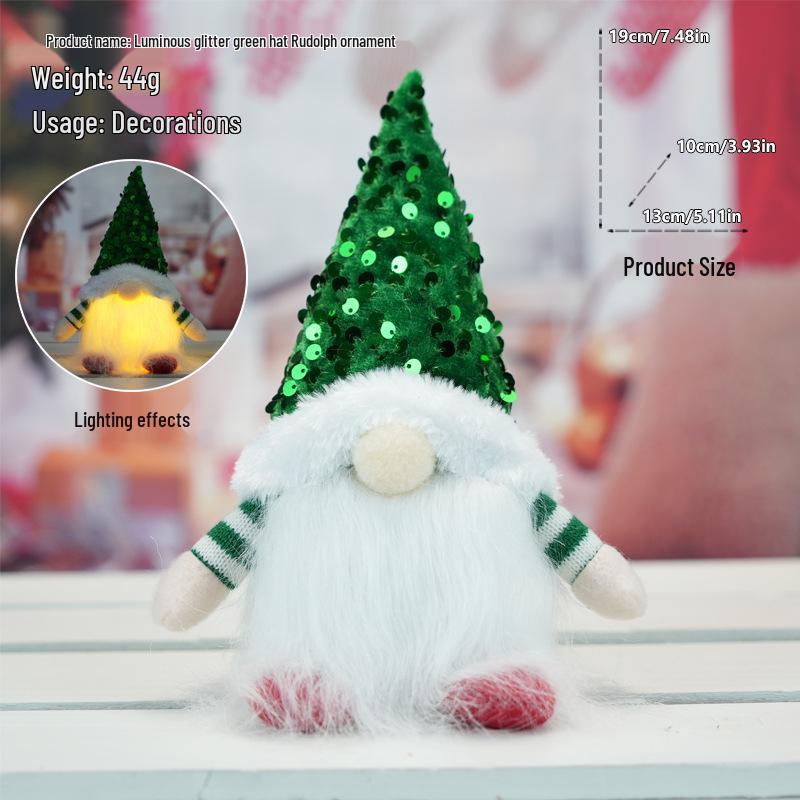 Svítící flitrový trpaslík a Rudolf vánoční ozdoby