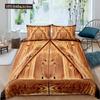 Wood Barn Door Duvet Cover Set Western King Size Rustic Bedding Set Wooden Board Farmhouse Country Style Polyester Quilt Cover