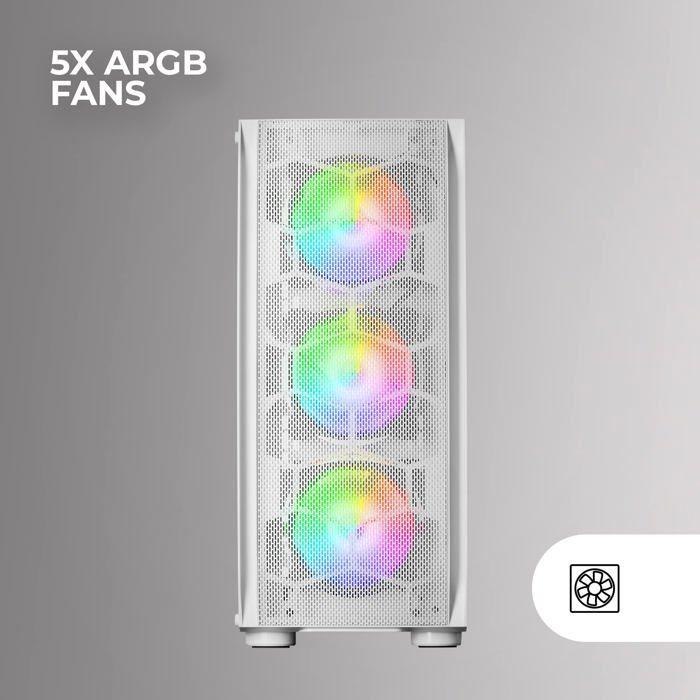 Boîtier gaming - mars gaming - mc-kx - e-atx - 5 ventilateurs argb - verre trempé
