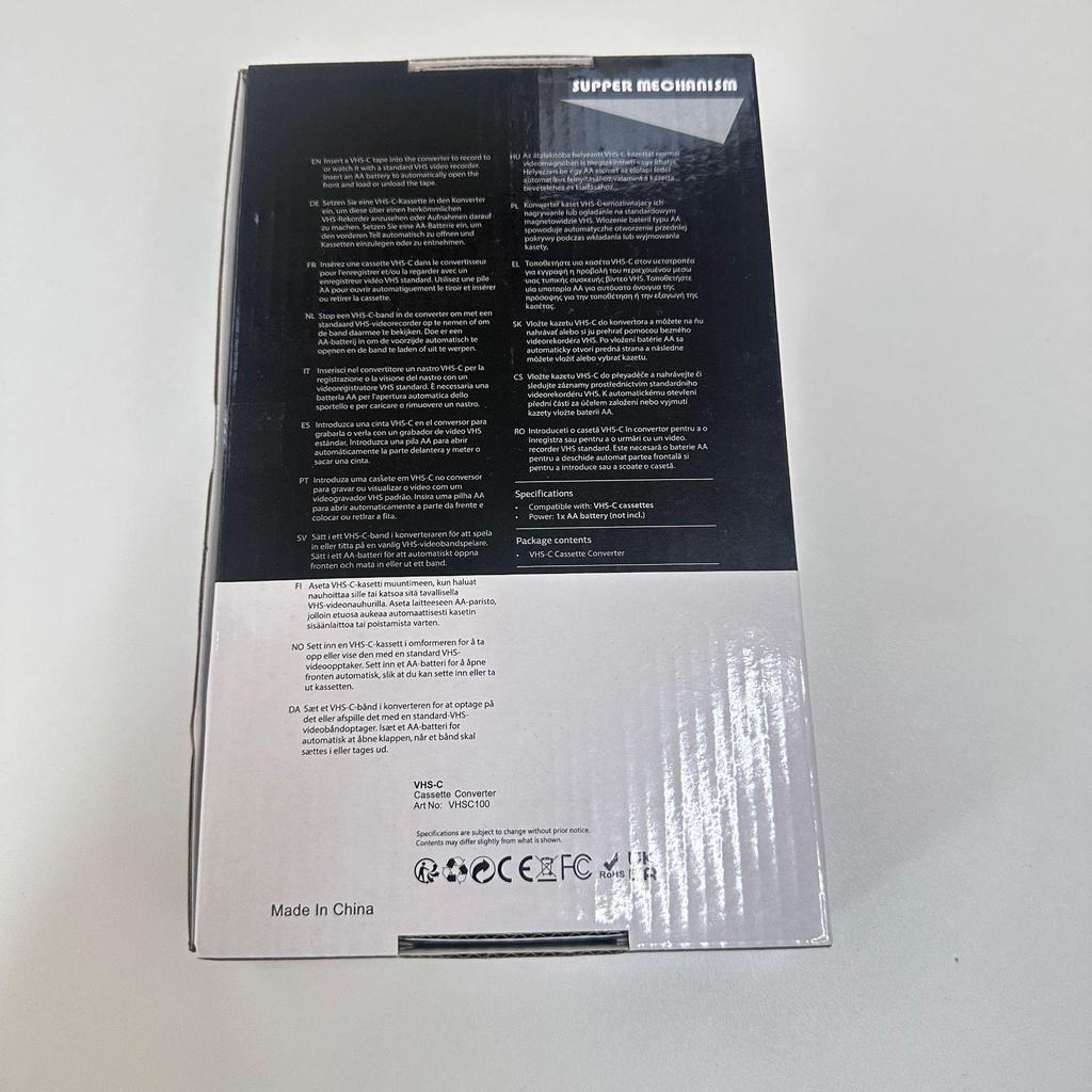 Adattatore VHS a VHSC per Nastri da Mezzo Pollice (Esclusa compatibilità MiniDV/Hi8)