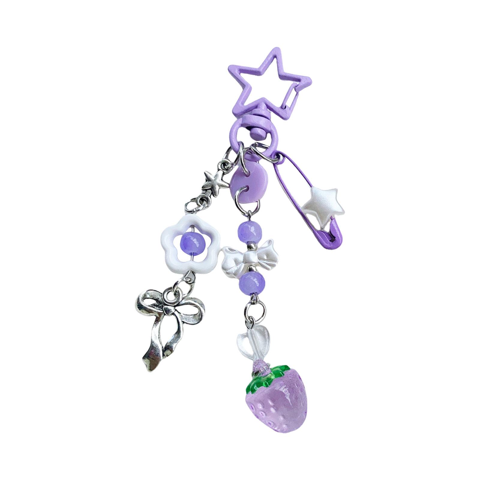 

Stylish Love Star Pendant Bowknot Keychain Accessory Stylish Key Holder for Women Sturdy Alloy Car Key Pendant фиолетовый