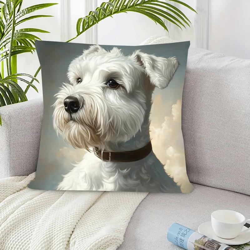 Funda De Almohada Blanca Para Perros Schnauzer, 1 Pieza, Pol S