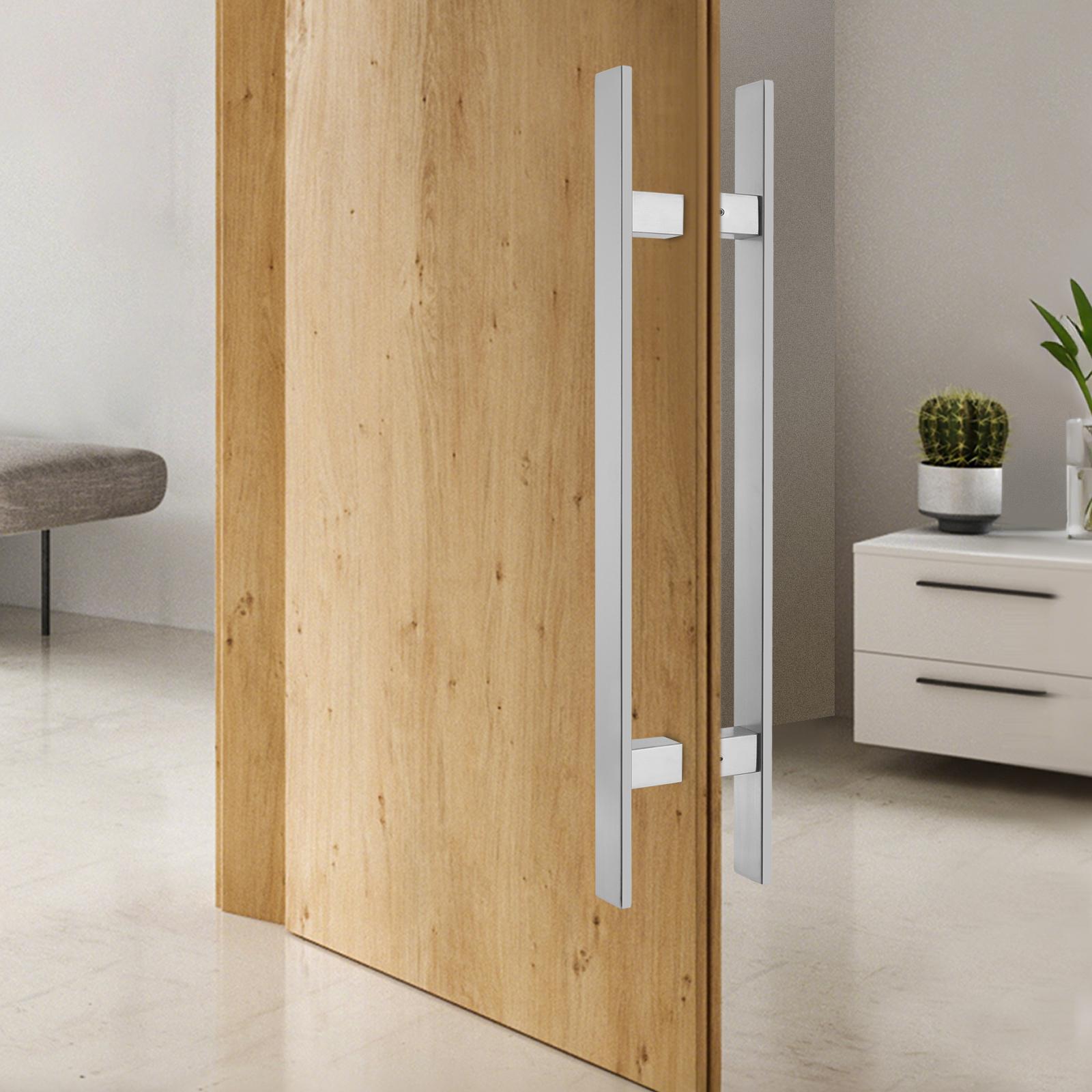 

Ручки-скобы из нержавеющей стали серебристого/черного цвета 600*40*10 мм, H-образная ручка для двери, толщина стенки трубы 1,2 мм для стеклянных дверей