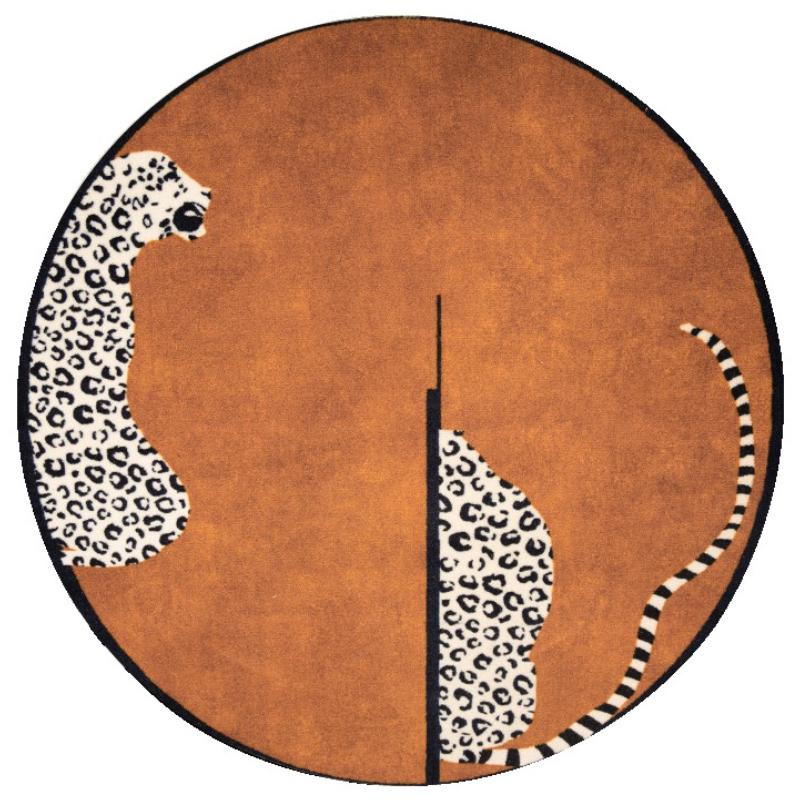Light Luxury Bedroom Decor Round Carpet Thickend Plush Bedside Floor Mat Fluffy Soft Rug Leopard Pattern Carpets for Living Room