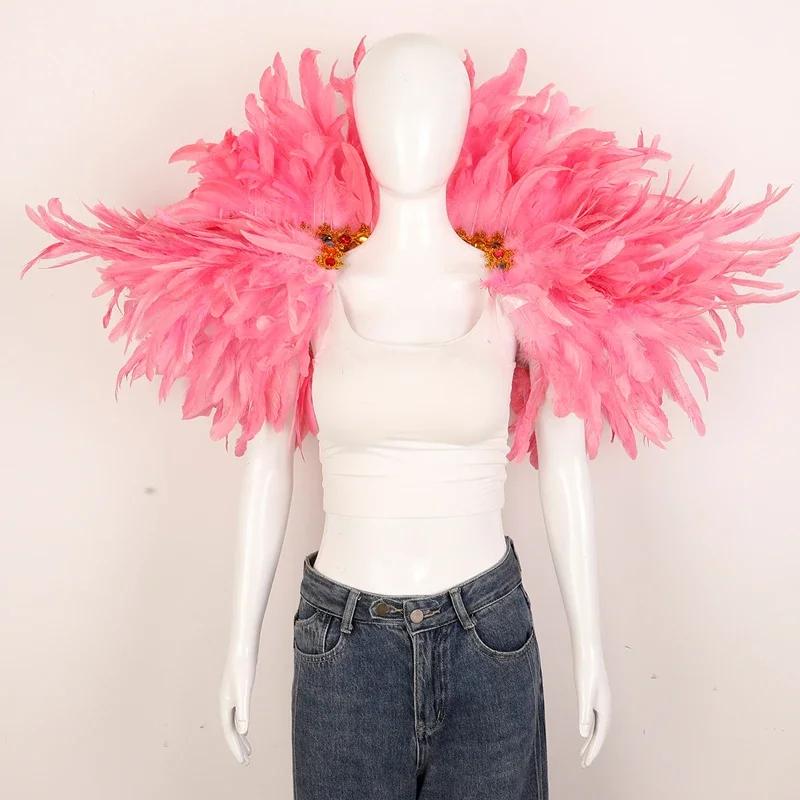 Carnival Costume Decorative Accessories Luxury Feather Shawl Party Cosplay Scarf Fashion Show Runway Performance Elegant Apparel