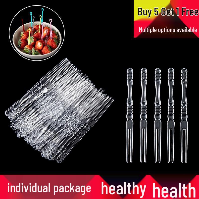 Individually Wrapped High-End Clear Plastic Fruit Dessert Forks