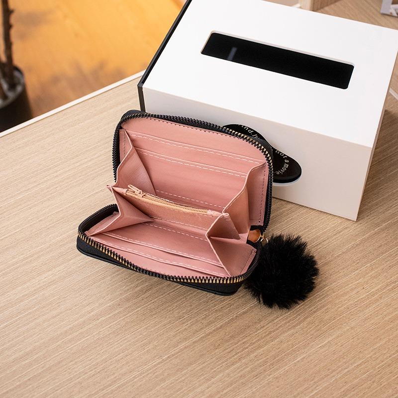 Women's change bag, new rhombus embroidered iron sheet with hairball wallet, small card bag, casual one.