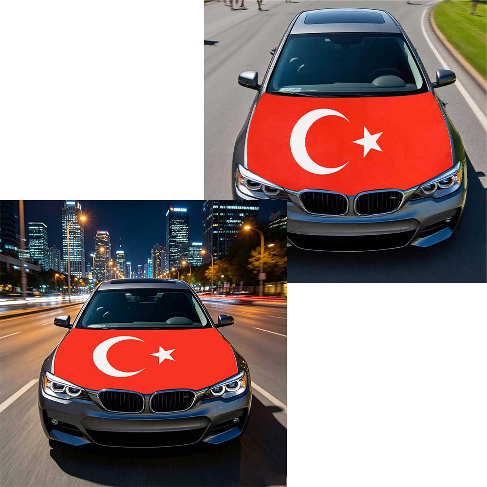 3,8x5,3 Fuß Nationale Truthahnflagge Auto-Motorhaubenabdeckung Flagge Motorabdeckung Türkisch Zur Dekoration