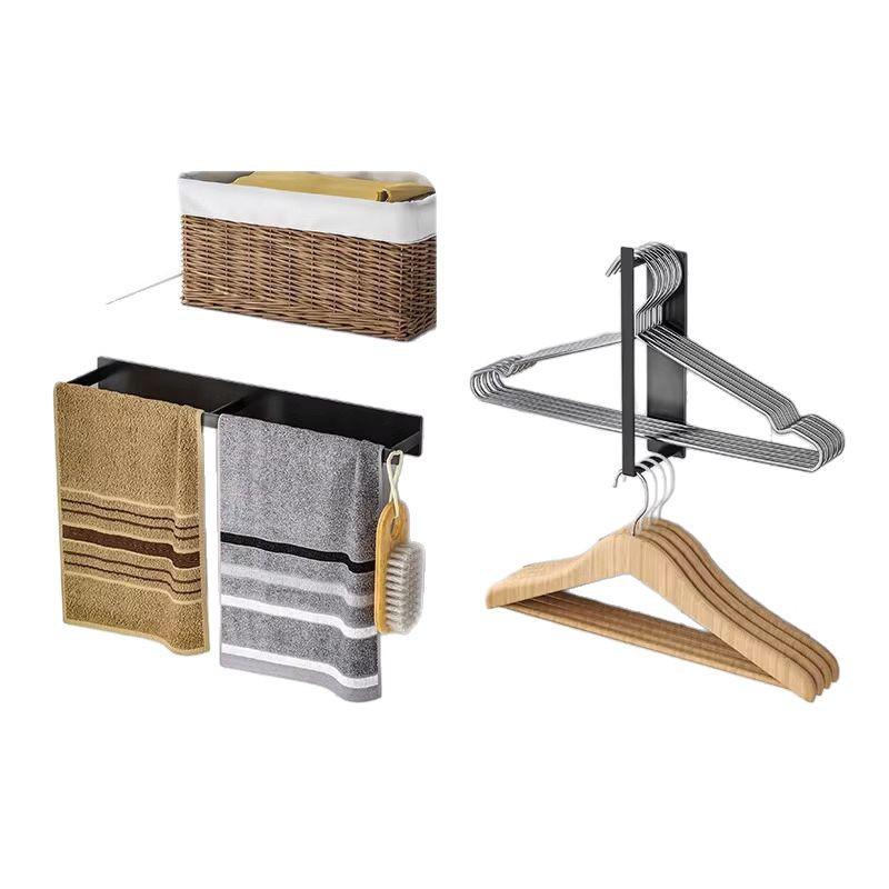 Magnetic No-Punch Clothes Drying Rack: Multifunctional Hanger for Balcony & Laundry.