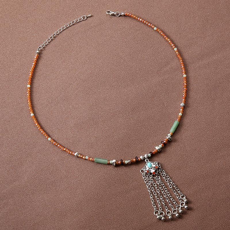 Ретро ожерелье-бабочка с бусинами, Высококлассный дизайн, Нишевое, Антикварное и универсальное, Женская осенне-зимняя этническая цепочка для свитера