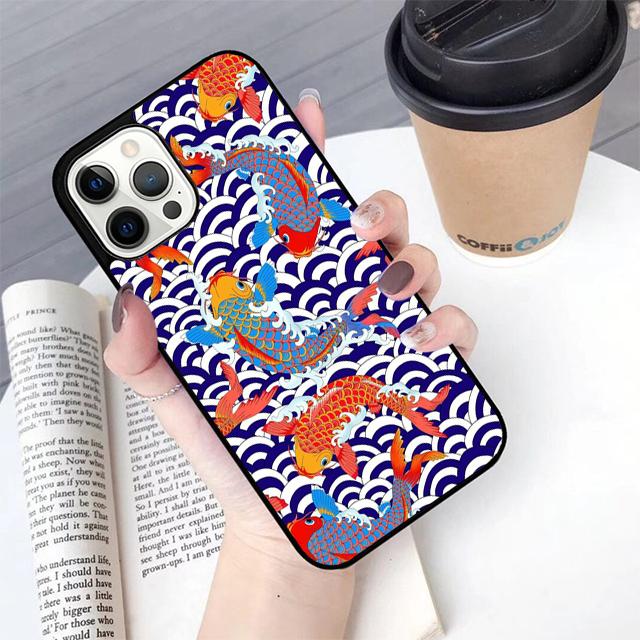 Koi Carp Fish Japanese Skull Tattoo Phone Case Cover for iPhone 17 Air 16 16e 15 12 11 13 14 Pro Max Apple Plus