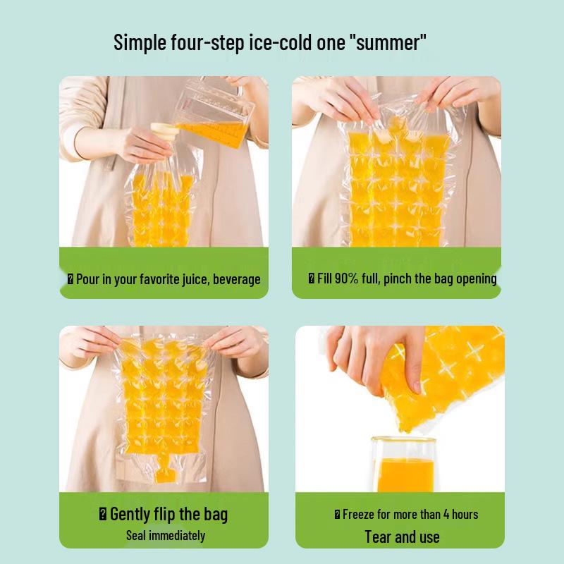 Self-Sealing Disposable Ice Cube Bags for Homemade Passion Fruit Ice Cubes