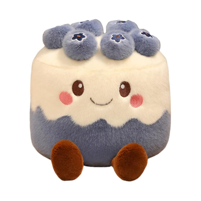 Cartoon Cake Plush Toys Stuffed Blueberry Strawberry Mango Candle Birthday Cake Ice Cream Snack Party Decor Cute Gift for Kids