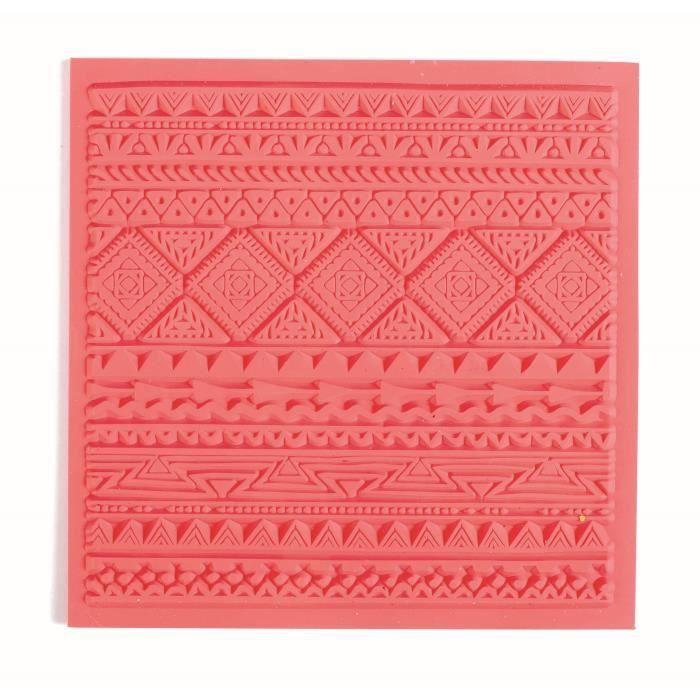 Plaque de texture - Graine créative - Tapis de Texture Fimo Ethnique - 9x9 cm - 1 pièce