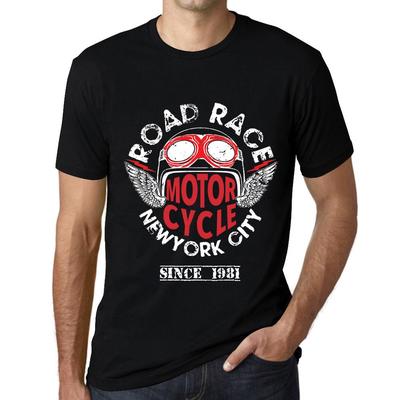 T-shirt vintage pour hommes T-shirt graphique Course sur route depuis 1981 Noir profond