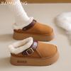 Fur Platform Women Snow Ankle Boots Suede Short Plush Flats Cotton Shoes 2025 Trend Warm Winter Slippers Cozy Home Lady Zapatos