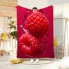 Multicolored Art Print Raspberry Throw Lightweight 240G Flannel Blanket Soft Skin-Friendly For Summer Cooling