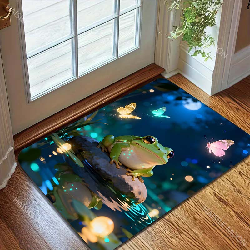 Multiple Sizes Frog, Stone, Fireflies Print Carpet Rug for Living Room Bedroom Sofa Doormat Home Decor Non-slip Floor Mat