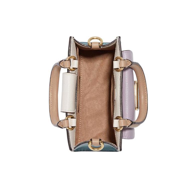 New COACH Pepper Cow Leather Sheet Music Bag, Handbag, Shoulder Bag, Crossbody Bag Trumpets Women's White & Lilac Purple CA620-IMCAH