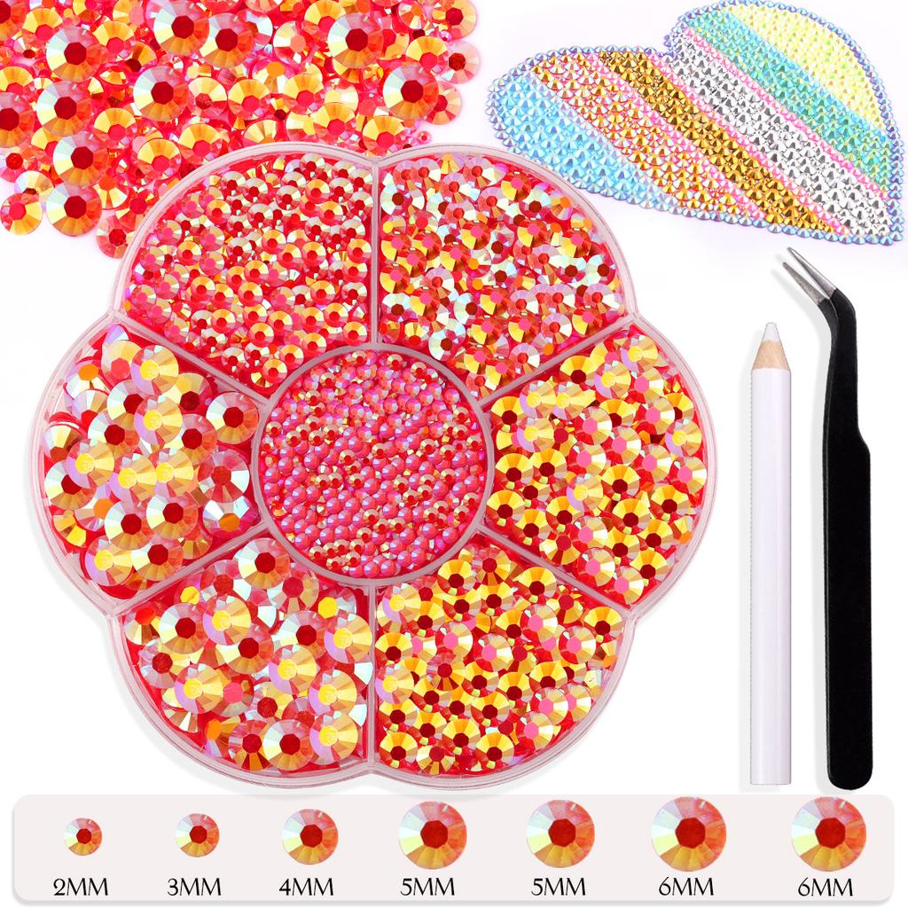 7 Grid Plum Blossom Boxed Resin Flat Bottom Nail Art Jewelry Jelly Diamond Violent Bear Ab Rhinestone Diy Clothing Diamond Sticker