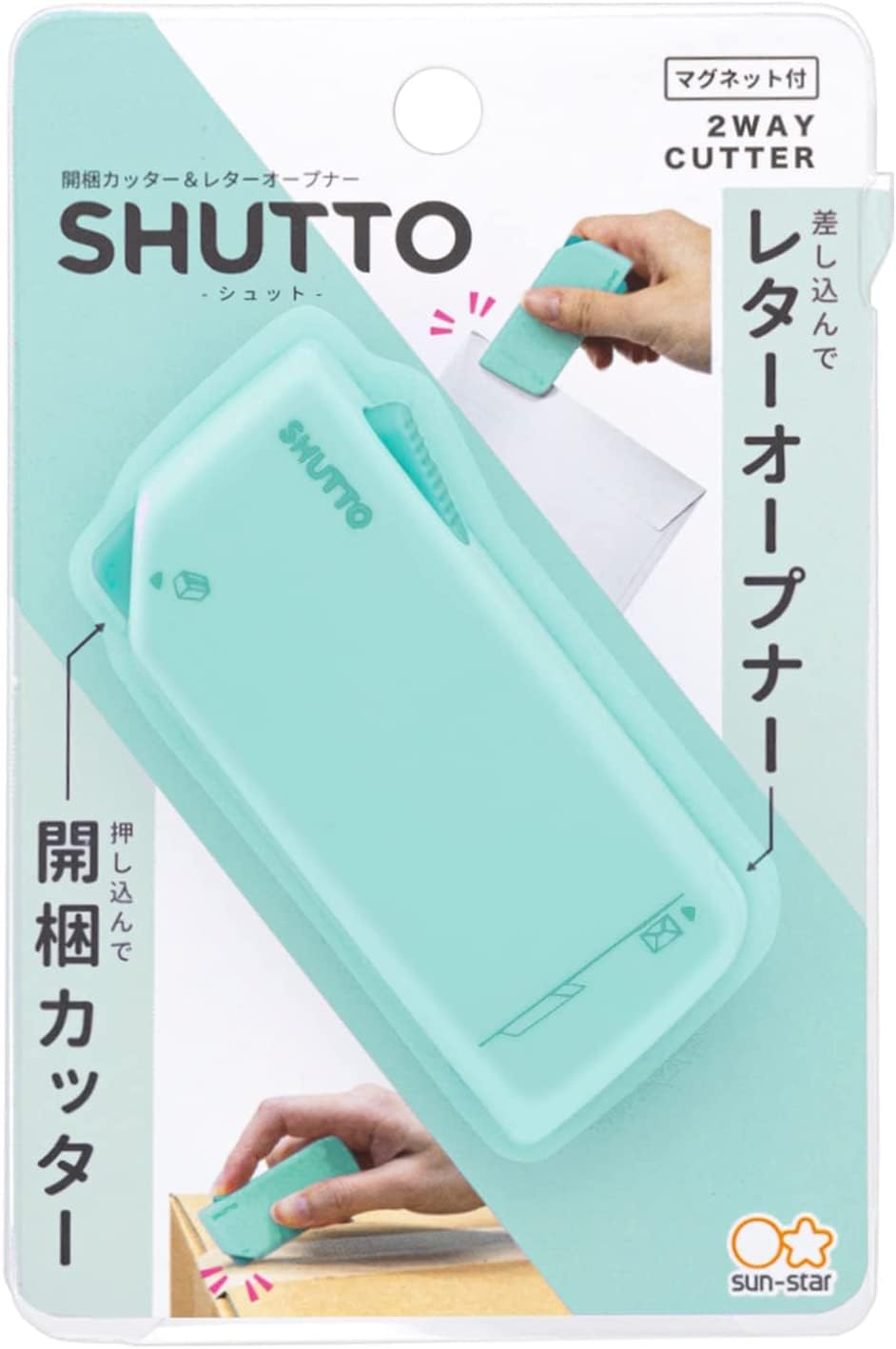 

Sunstar Stationery SHUTTO Letter Cutter with Mint S3720810 Opener/Unpacking Magnet, Green,