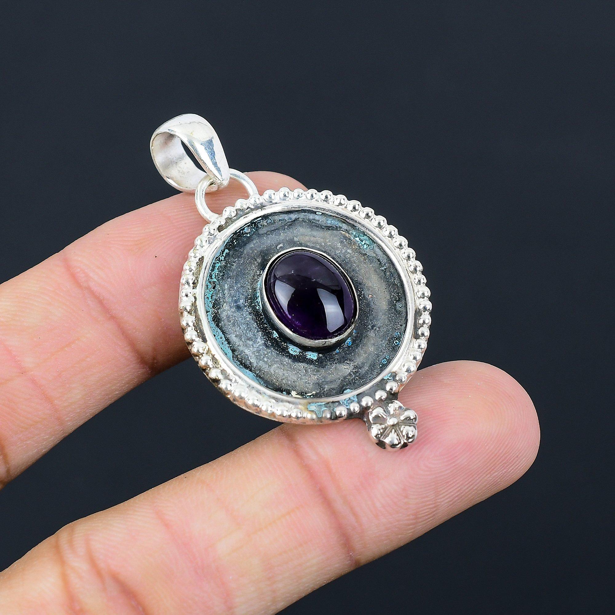 Sisters Day Sale Star Amethyst Gemstone February New Pendant 925 Sterling Silver