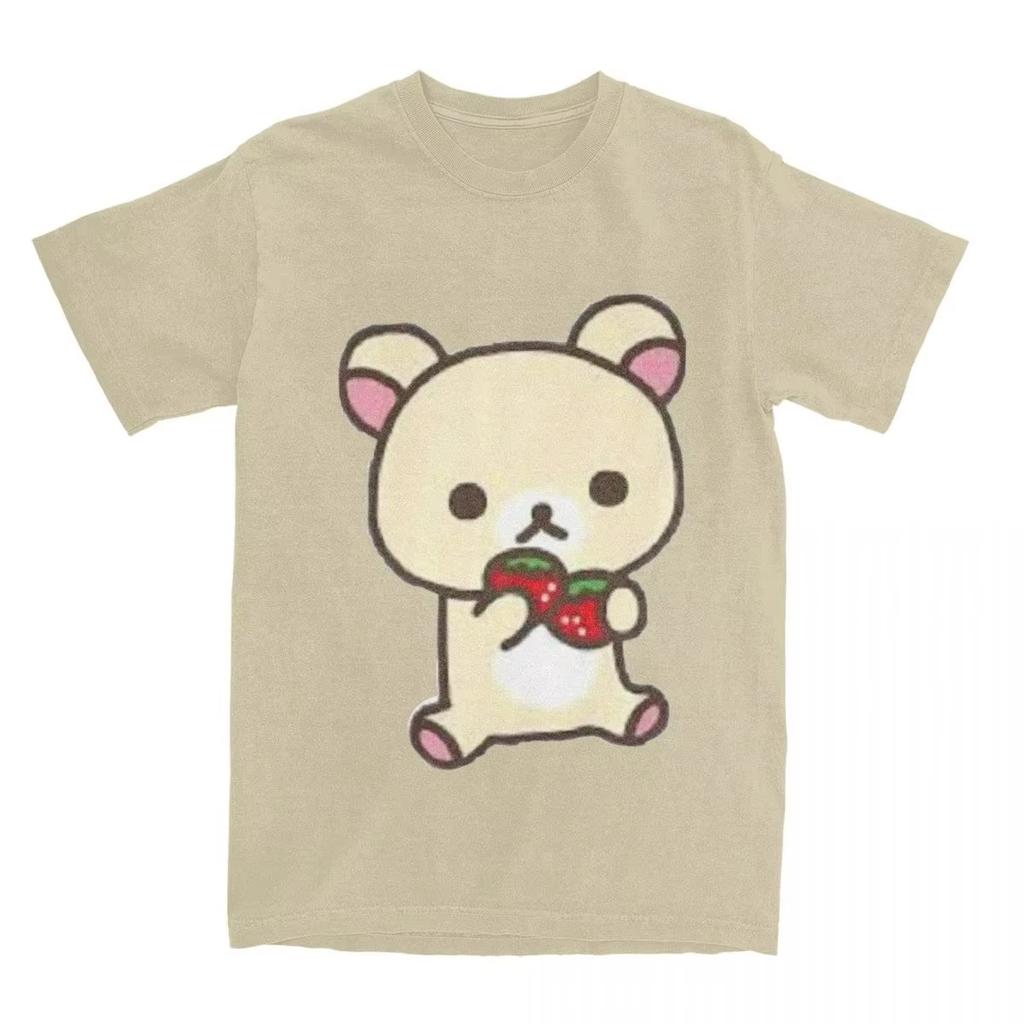 Leisure Rilakkuma T-Shirts  Women Round  T Shirts Animal Bear Short Sleeve Tees Plus Size Tops