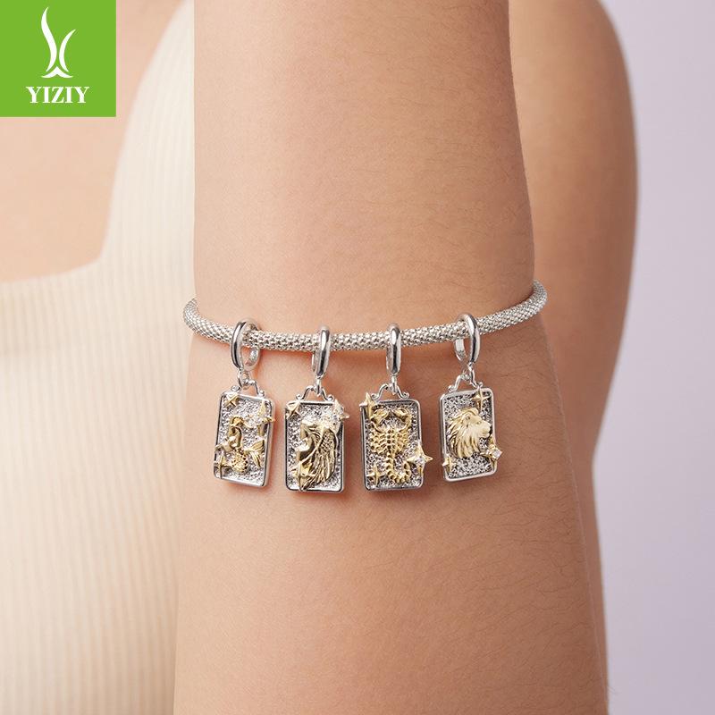 S925 Sterling Silver Twelve Constellations Pendant Jewelry Accessories Personalized Versatile Diy Beads