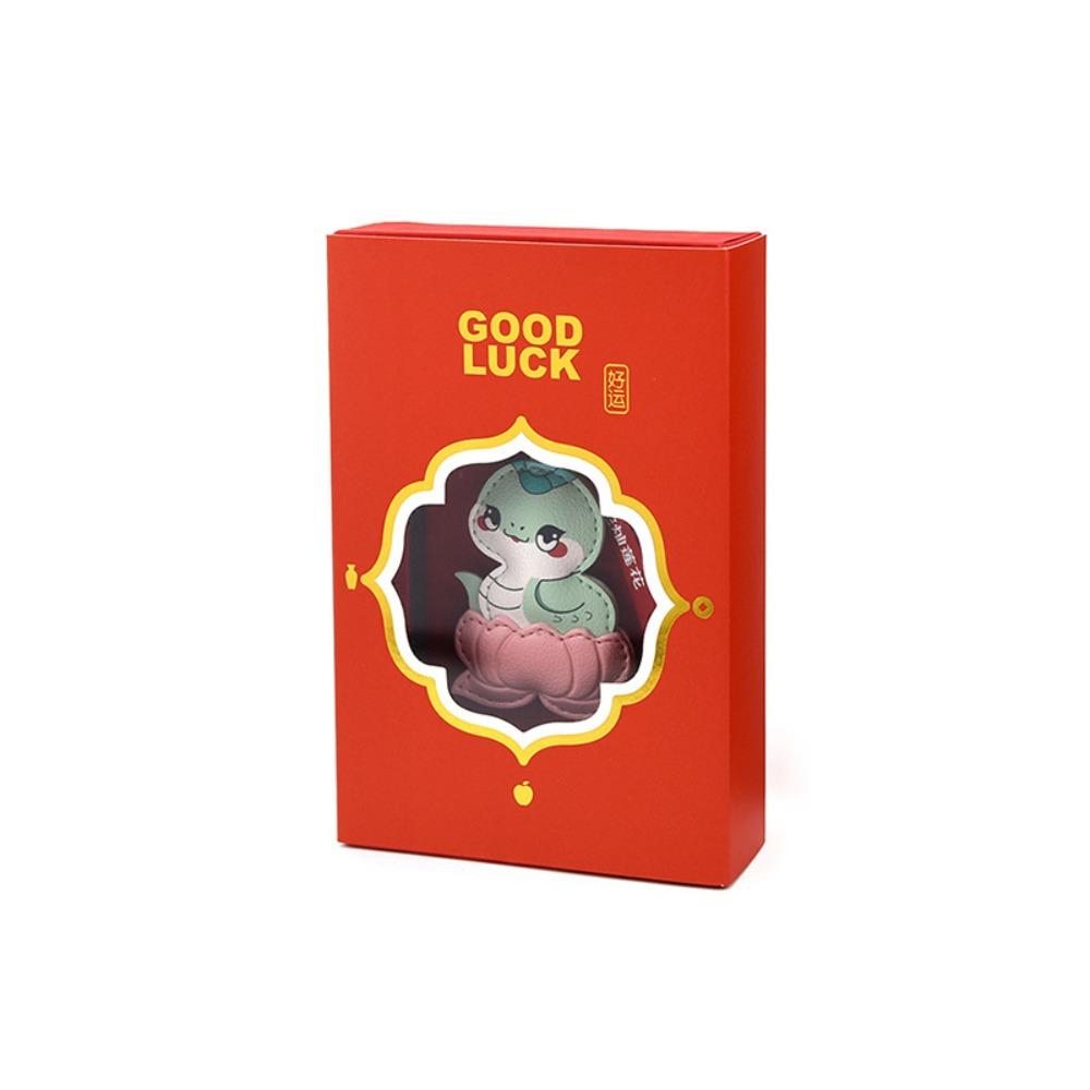 Spring Festival Cartoon Lotus Pendant Good Luck New Year Key Ring Fashion Snake Keychain  Bag Charm