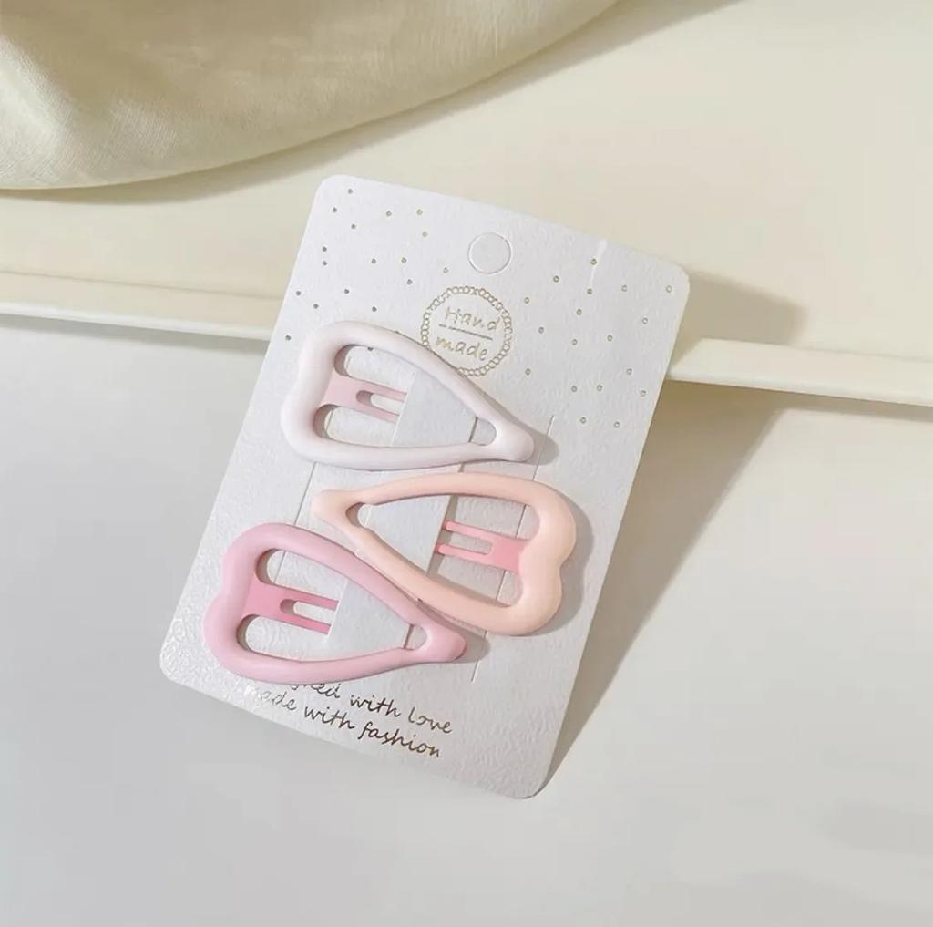 3 Piece Candy Color Hair Clip Set Star Heart Rectangle Snap Barrette for Women Y2K