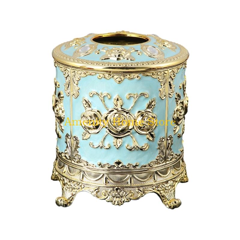 

F26C Floral Enamel Coated Plastic Tissue Roll Dispenser With Large Capacity Bathroom Kitchen Storage Solution