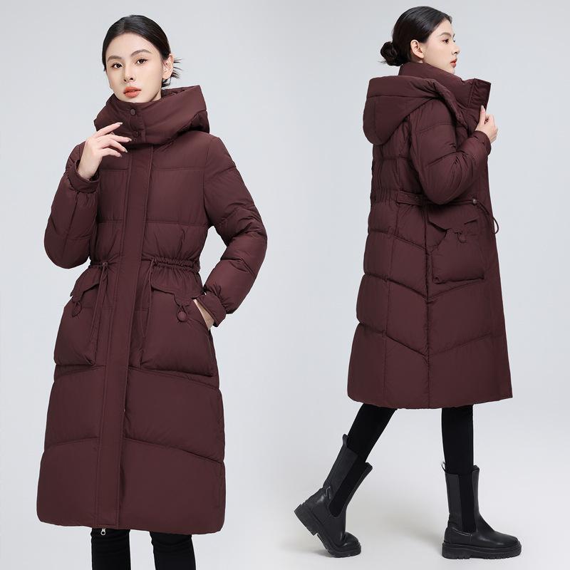 2025 new cotton jacket women's mid-length winter jacket with a thickened waist and a hooded cotton jacket women's Korean version of the jacket
