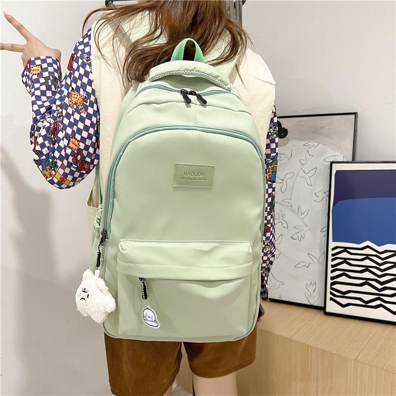 New Simple Solid Color Schoolbag Simple High School Student Junior High School Student Backpack Large Capacity Computer Backpack