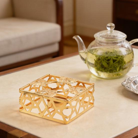 Dekoratif Mumluk Demir Çaydanlık Isıtıcı Standı Oyuk Tasarım Çaydanlık Isıtıcı Standı Tencere Kettle için Vintage Tarzı Ev Dekorasyonu