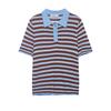 Europäischer und amerikanischer Stil, neue Damenmode, modisches vielseitiges gestreiftes Strick-Poloshirt 9874006