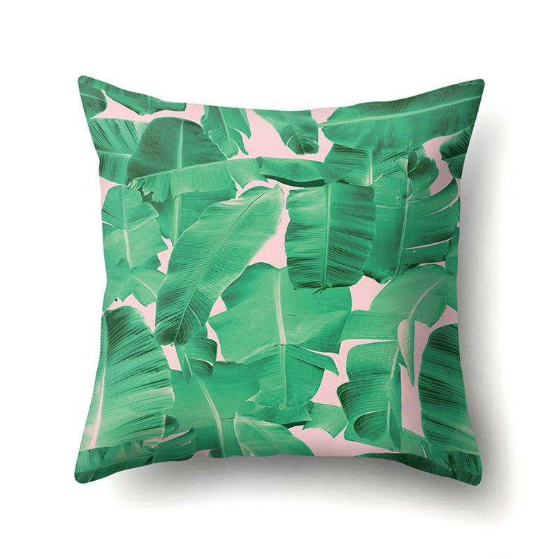 Polyester Pillowcase Nordic Ins Style Plant Flower Print Peach Leather Velvet Pillowcase Car Waist Cushion Cover